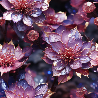 PURPLE CRYSTALS AND FLOWERS - MULTIPLE VARIATIONS