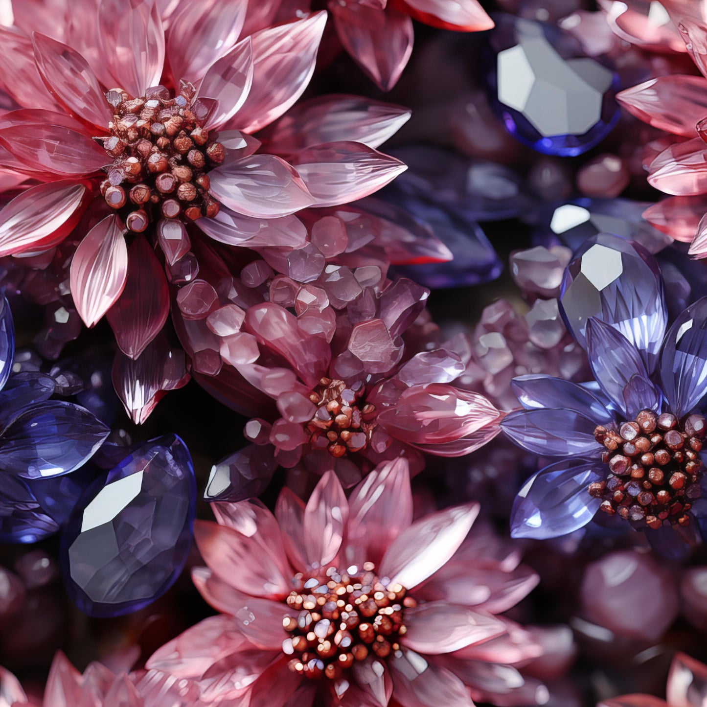 PURPLE CRYSTALS AND FLOWERS - MULTIPLE VARIATIONS