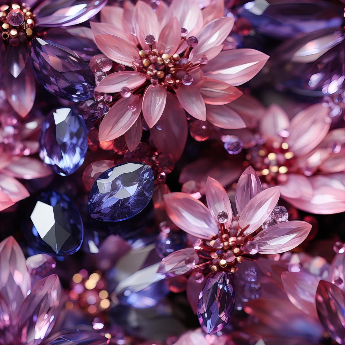 PURPLE CRYSTALS AND FLOWERS - MULTIPLE VARIATIONS