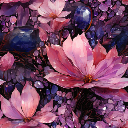 PURPLE CRYSTALS AND FLOWERS - MULTIPLE VARIATIONS