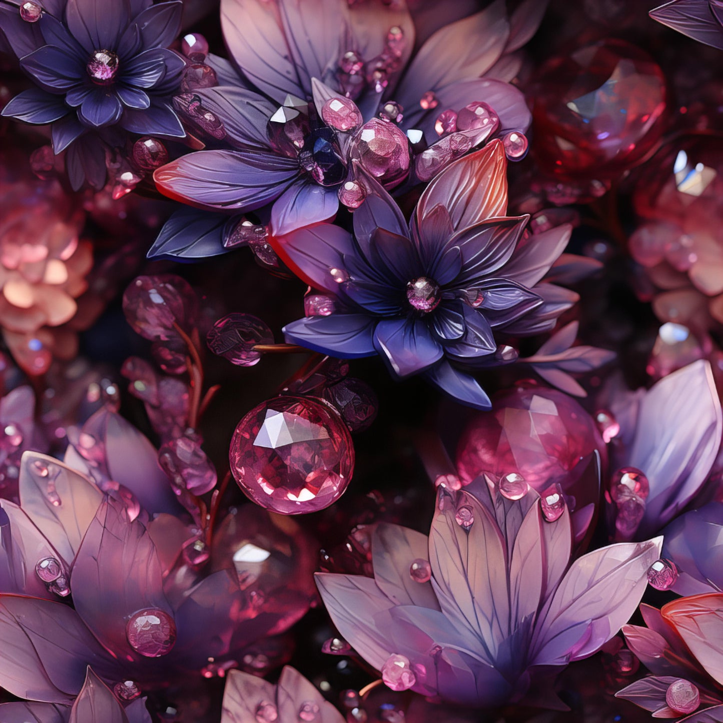 PURPLE CRYSTALS AND FLOWERS - MULTIPLE VARIATIONS