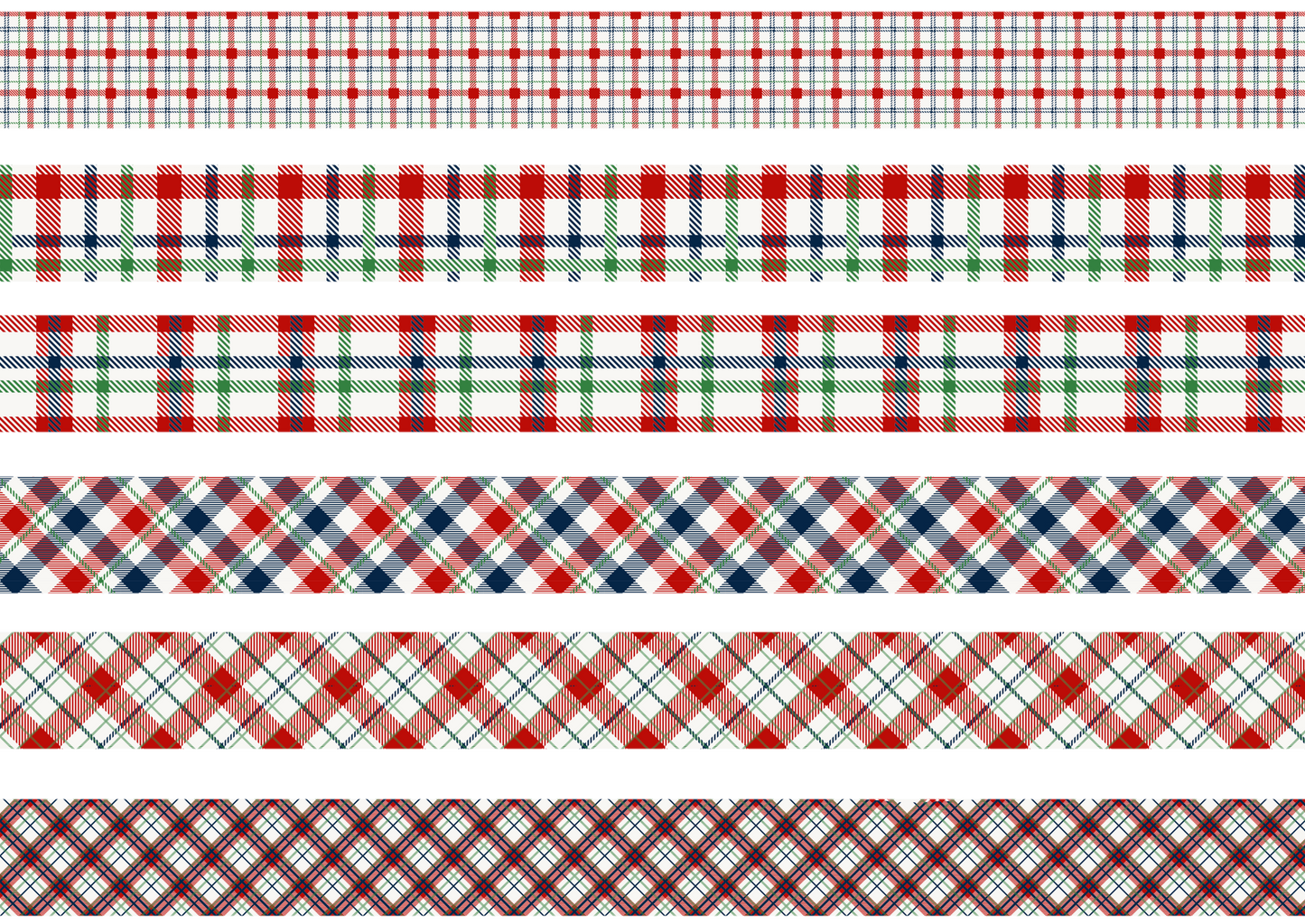 RED BLUE AND GREEN TARTAN STRIPES - POLAR LIGHTS - FLAIR SHEET - PINE AND FEATHERS DESIGN