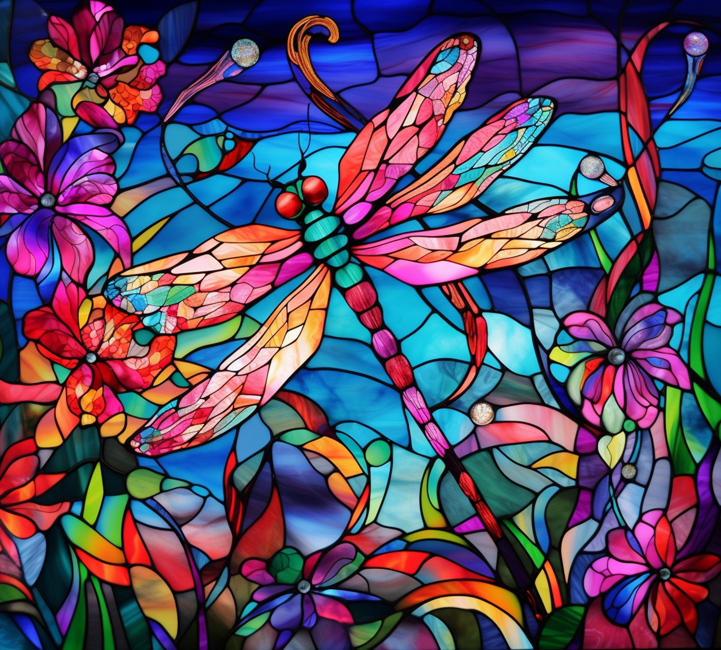STAINED GLASS DRAGONFLY O109