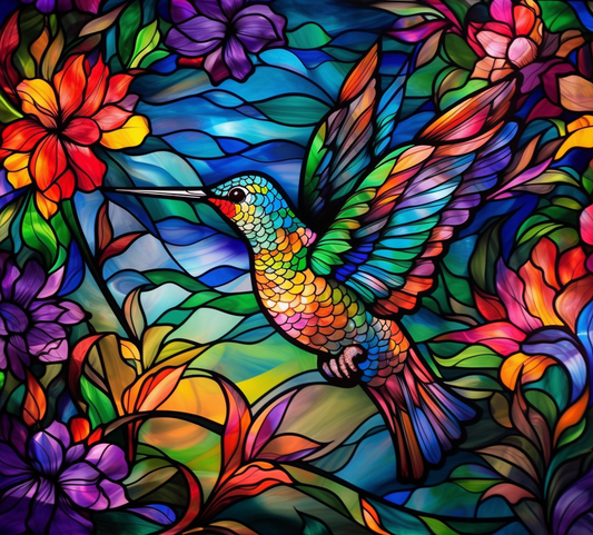 STAINED GLASS HUMMINGBIRD 185