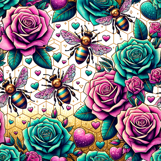 BEES AND ROSES 1 - PATTERN VINYL