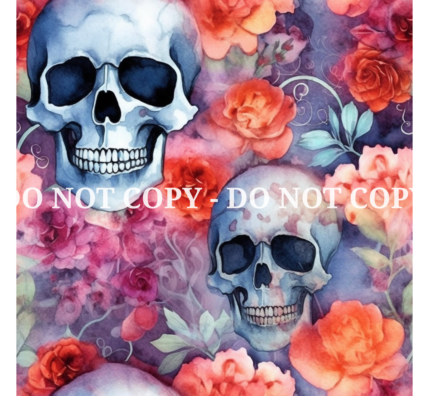 WATERCOLOR FLORAL SKULLS PATTERN VINYL - MULTIPLE VARIATIONS