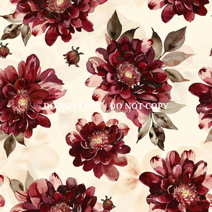 BURGUNDY AUTUMN PATTERN VINYL - MULTIPLE VARIATIONS