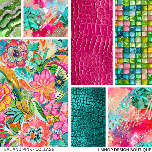 TEAL AND PINK  - COLLAGE VINYL