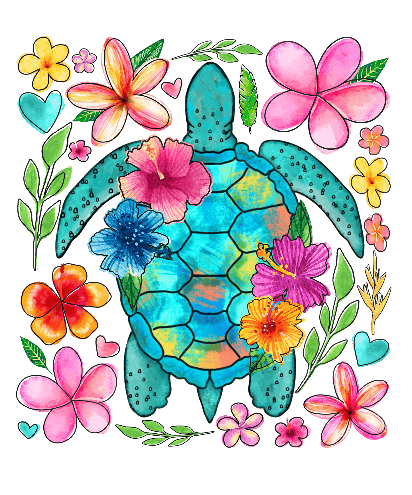 TURTLE FLOWERS - DECAL