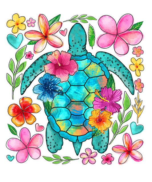 TURTLE FLOWERS - DECAL