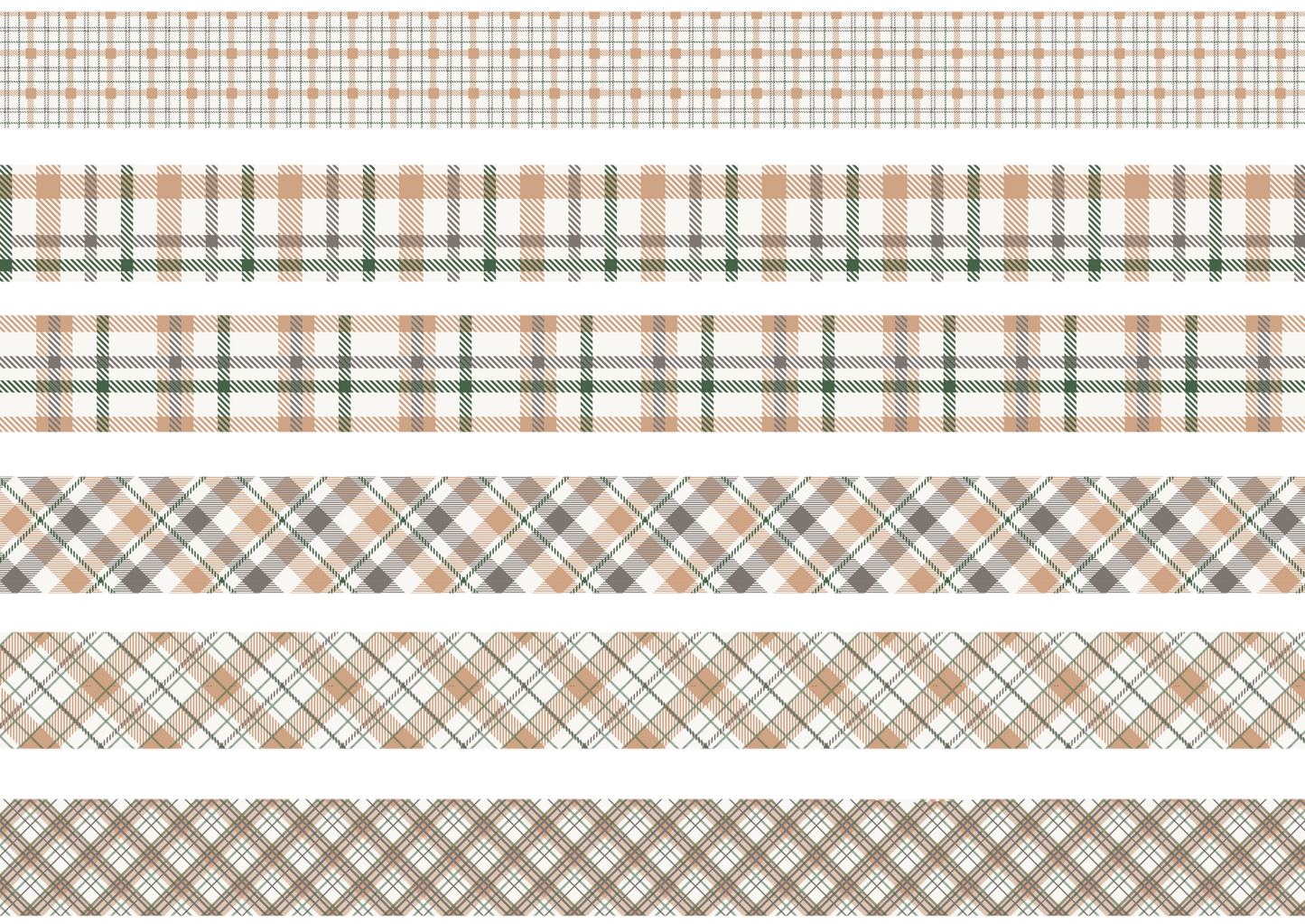 TAN GREEN AND GRAY TARTAN STRIPES - WINTER MOOD - FLAIR SHEET - PINE AND FEATHERS DESIGN