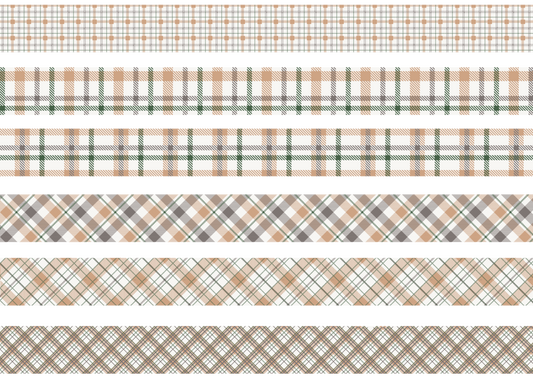 TAN GREEN AND GRAY TARTAN STRIPES - WINTER MOOD - FLAIR SHEET - PINE AND FEATHERS DESIGN