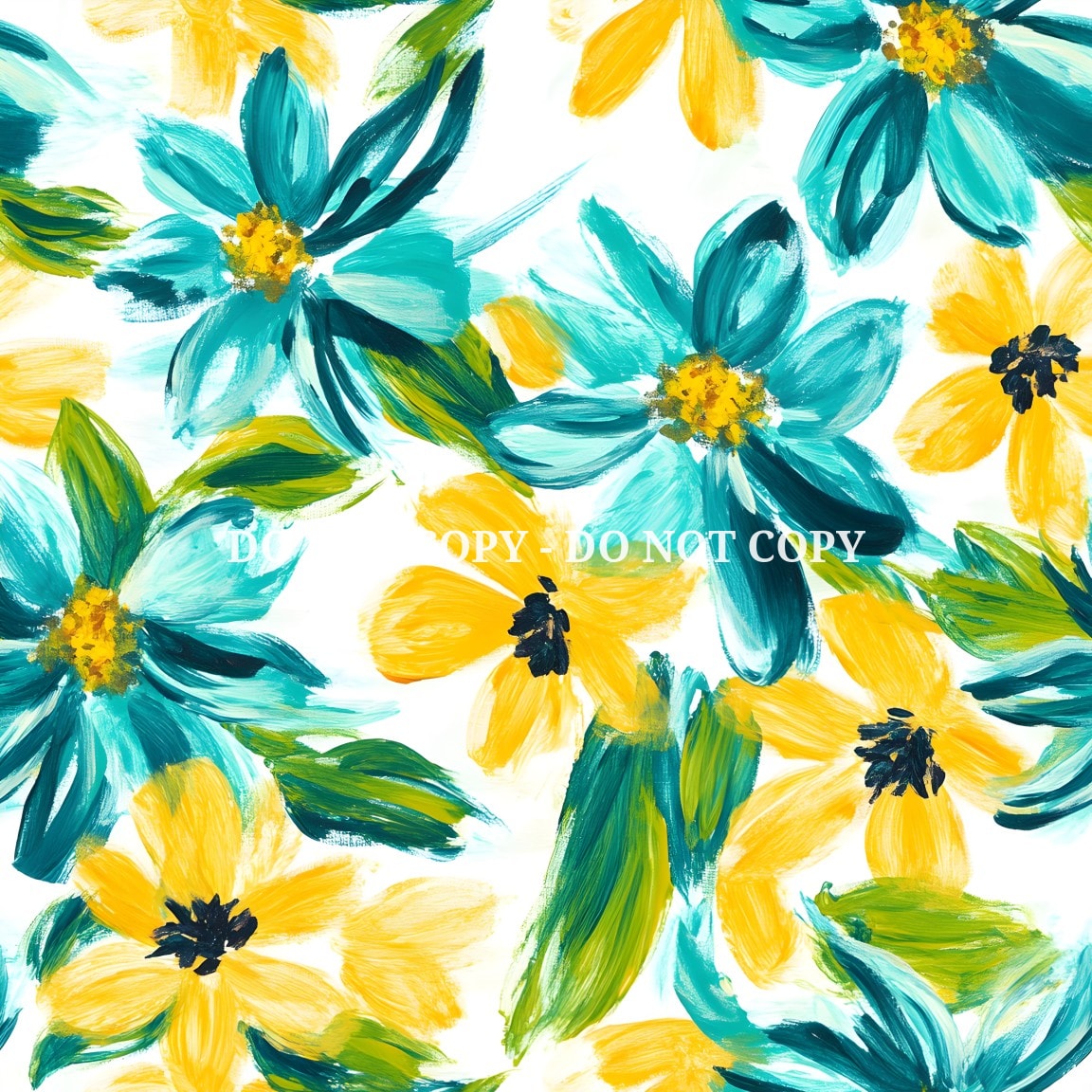 TURQUOISE AND YELLOW FLORAL - MULTIPLE VARIATIONS