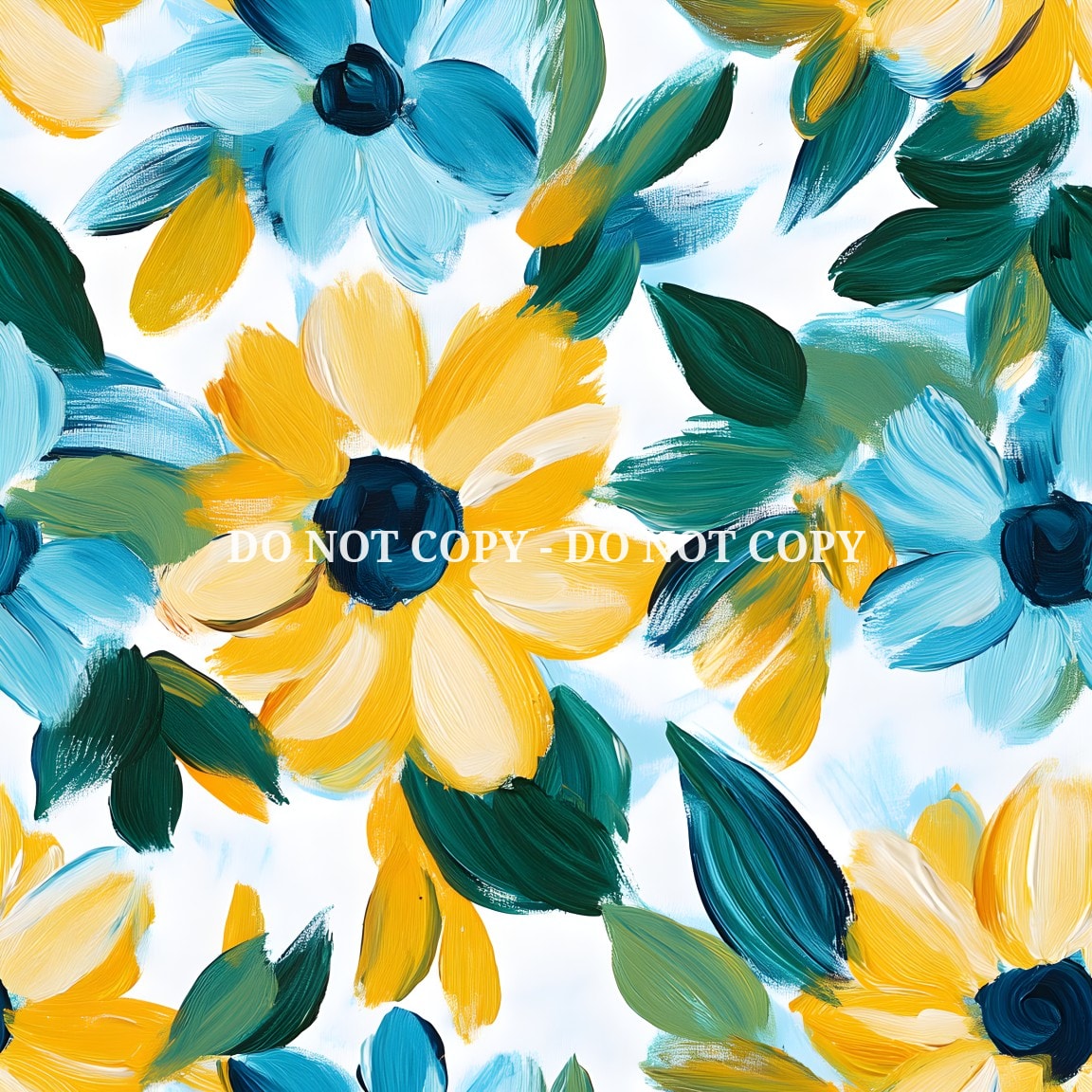 TURQUOISE AND YELLOW FLORAL - MULTIPLE VARIATIONS