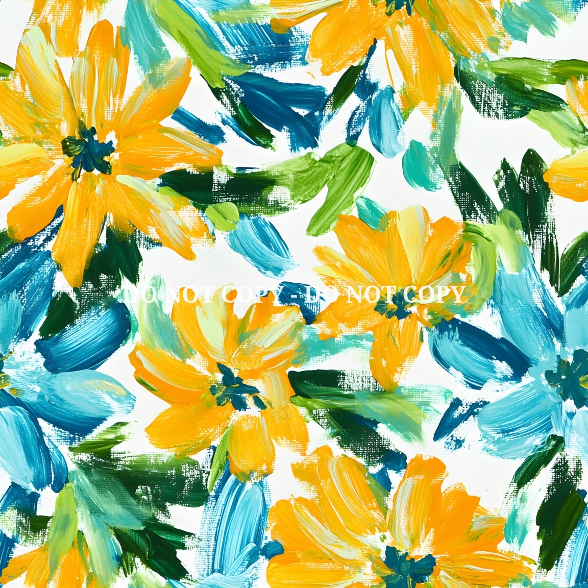 TURQUOISE AND YELLOW FLORAL - MULTIPLE VARIATIONS