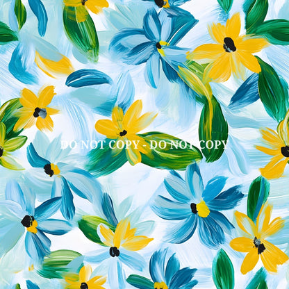TURQUOISE AND YELLOW FLORAL - MULTIPLE VARIATIONS