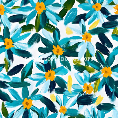 TURQUOISE AND YELLOW FLORAL - MULTIPLE VARIATIONS