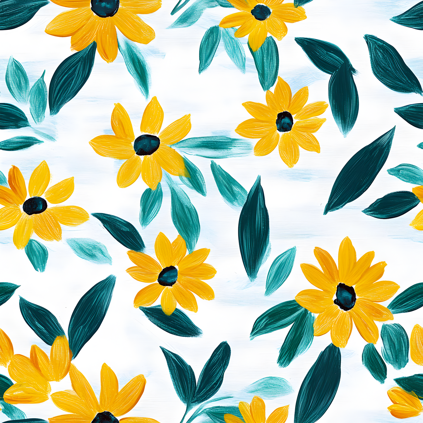 TURQUOISE AND YELLOW FLORAL - MULTIPLE VARIATIONS