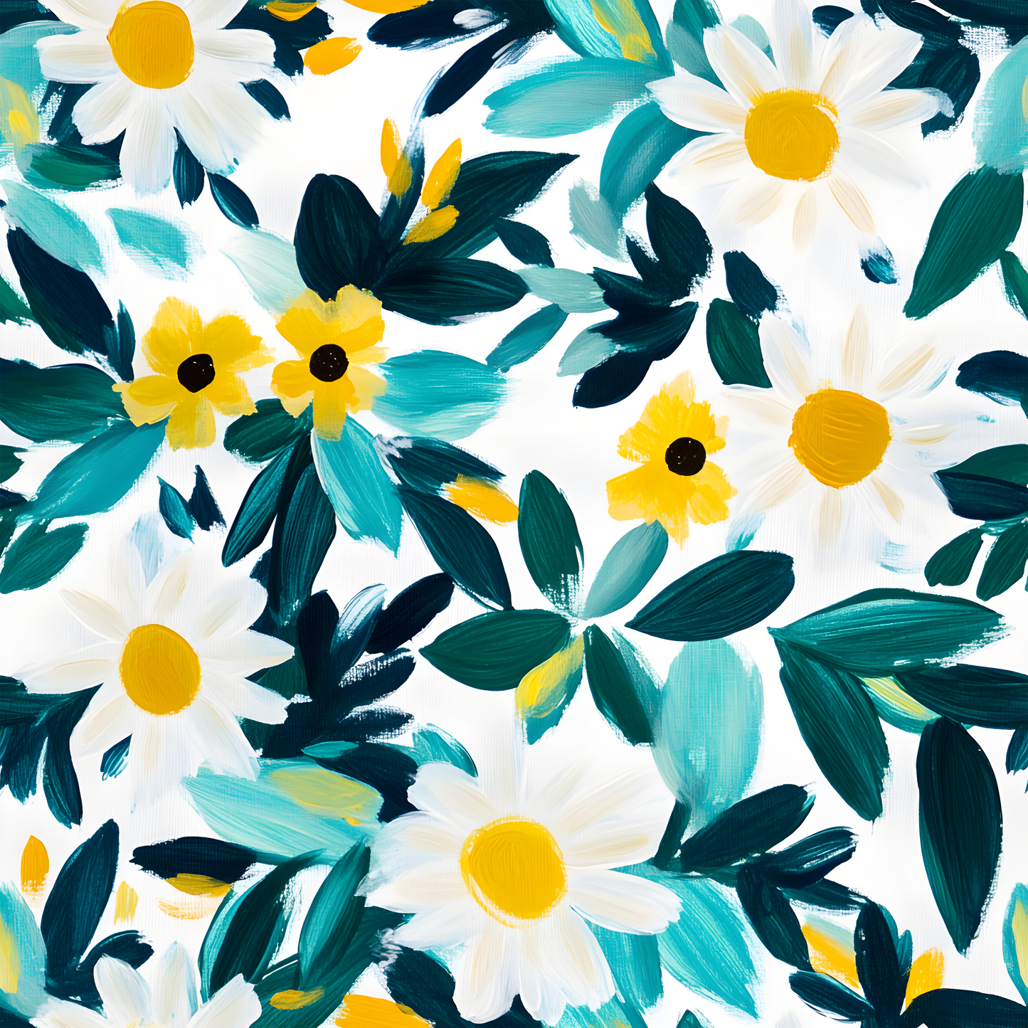 TURQUOISE AND YELLOW FLORAL - MULTIPLE VARIATIONS