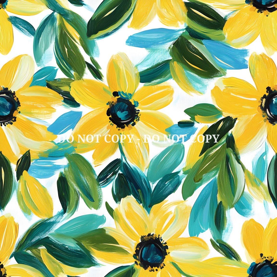 TURQUOISE AND YELLOW FLORAL - MULTIPLE VARIATIONS