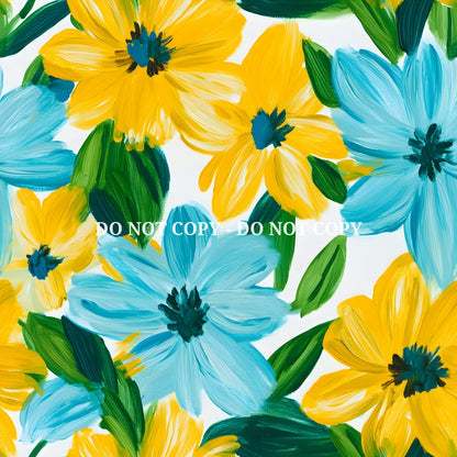 TURQUOISE AND YELLOW FLORAL - MULTIPLE VARIATIONS