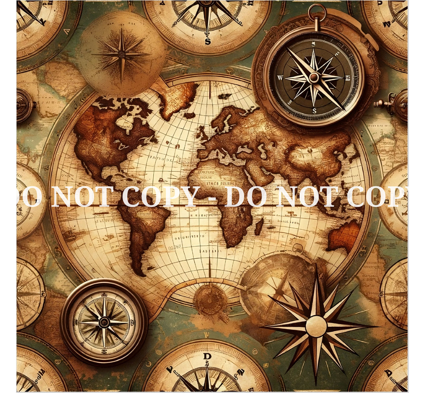 VINTAGE MAP PATTERN VINYL - MULTIPLE VARIATIONS