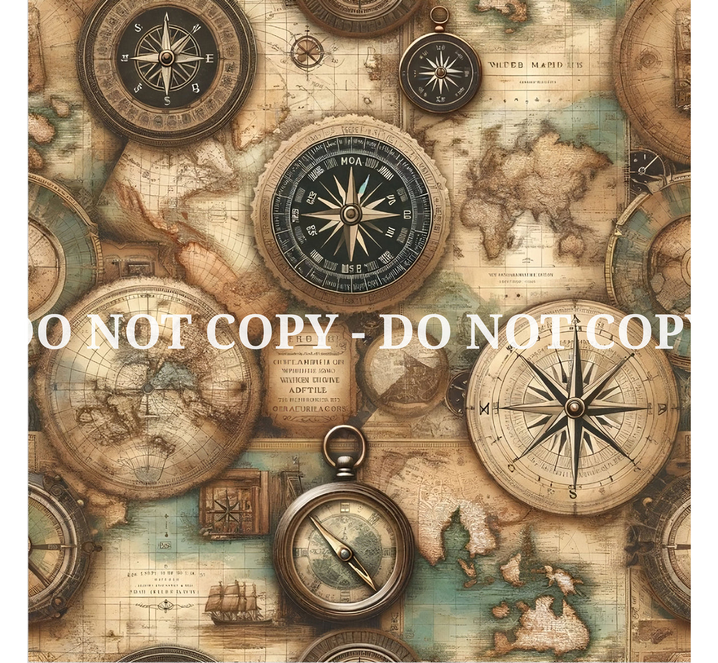 VINTAGE MAP PATTERN VINYL - MULTIPLE VARIATIONS