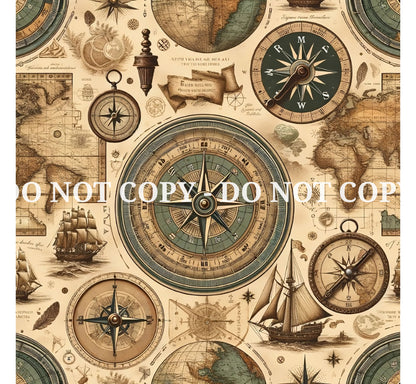 VINTAGE MAP PATTERN VINYL - MULTIPLE VARIATIONS