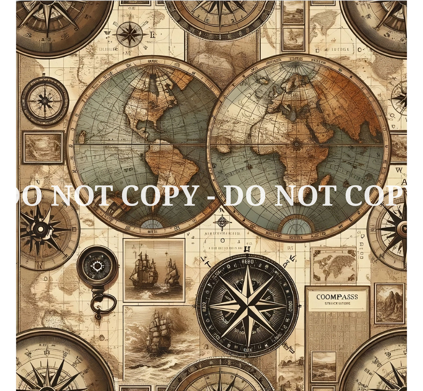VINTAGE MAP PATTERN VINYL - MULTIPLE VARIATIONS
