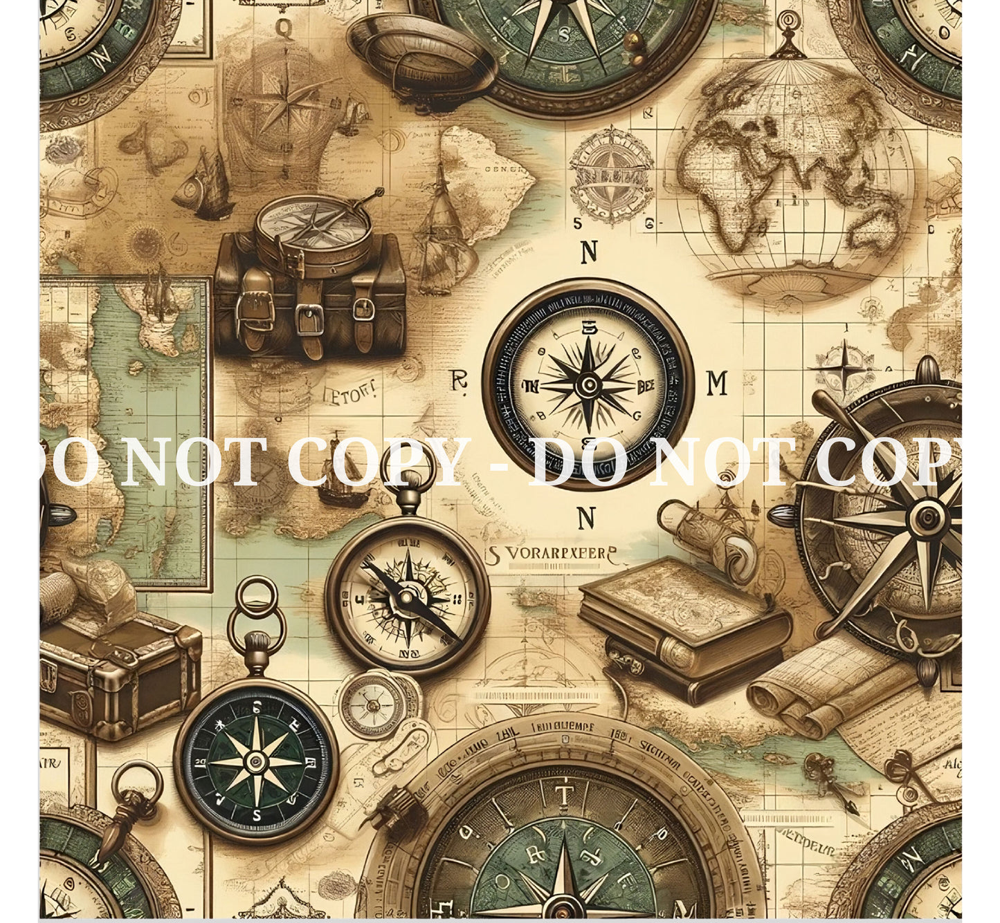 VINTAGE MAP PATTERN VINYL - MULTIPLE VARIATIONS