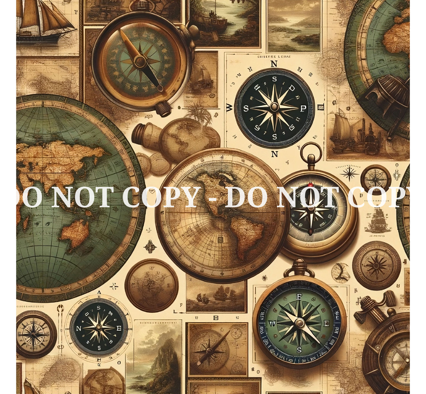 VINTAGE MAP PATTERN VINYL - MULTIPLE VARIATIONS