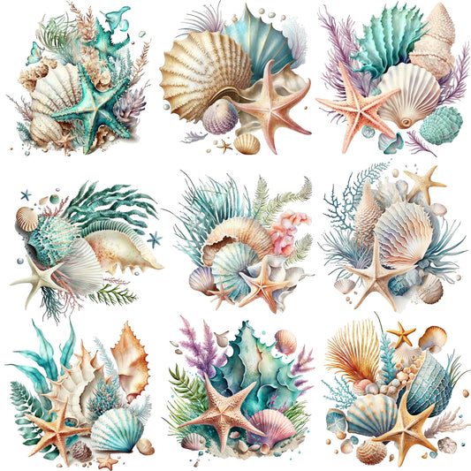 WATERCOLOR SEASHELLS - FLAIR SHEET