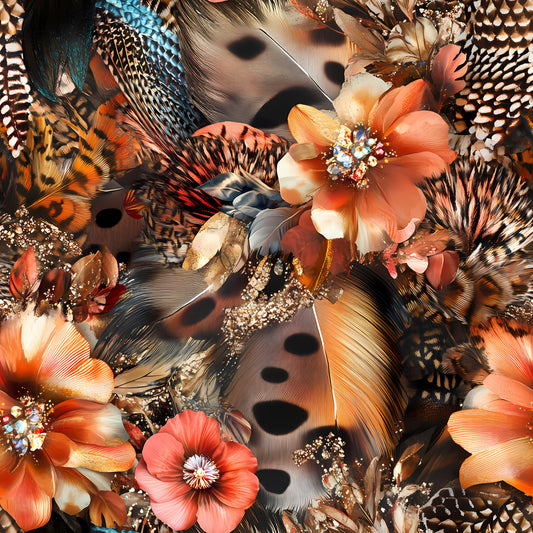 WESTERN ORANGE FEATHER - PATTERN VINYL
