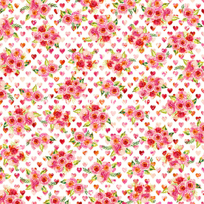WATERCOLOR PEACH AND PINK FLORALS PATTERN VINYL - MULTIPLE VARIATIONS