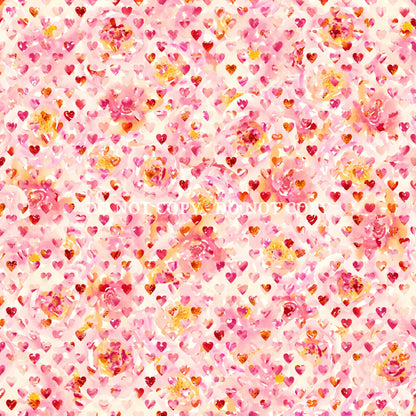 WATERCOLOR PEACH AND PINK FLORALS PATTERN VINYL - MULTIPLE VARIATIONS