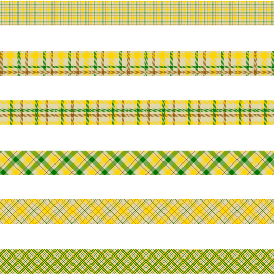 YELLOW, GREEN AND BROWN TARTAN STRIPES - FLAIR SHEET - PINE AND FEATHERS DESIGN