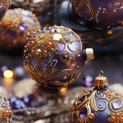 AMBER AND PURPLE ORNAMENTS PATTERN VINYL - MULTIPLE VARIATIONS