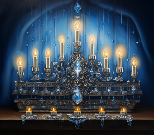BLUE HANUKKAH MENORAH