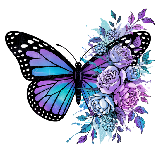 BLUE AND PURPLE BUTTERFLY - DECAL