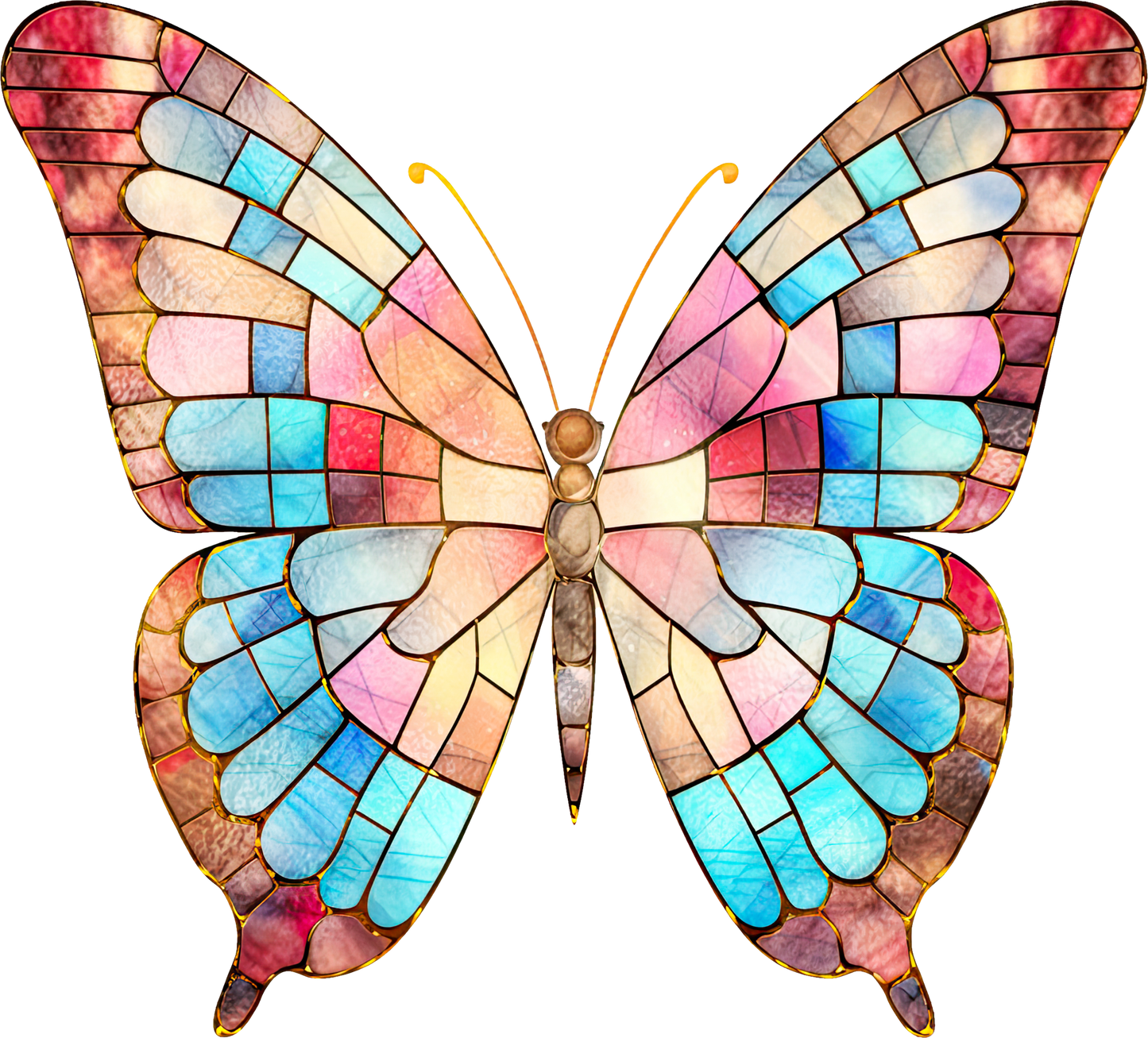 STAINED GLASS BUTTERFLY - White Cast Decals