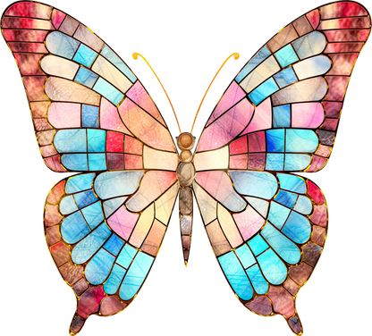 STAINED GLASS BUTTERFLY - White Cast Decals