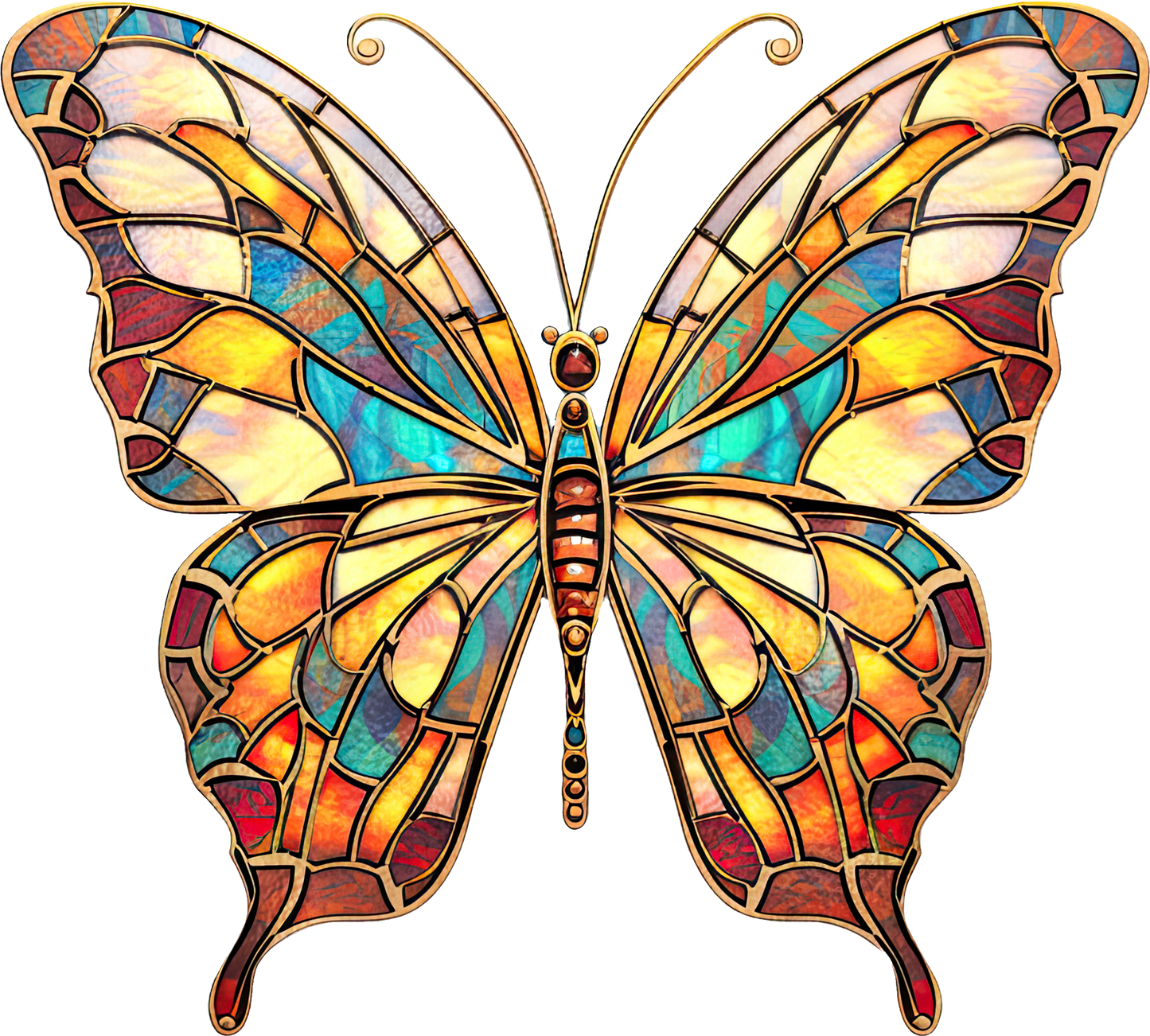 STAINED GLASS BUTTERFLY - White Cast Decals