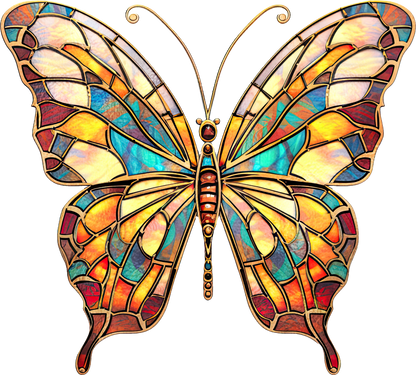 STAINED GLASS BUTTERFLY - White Cast Decals