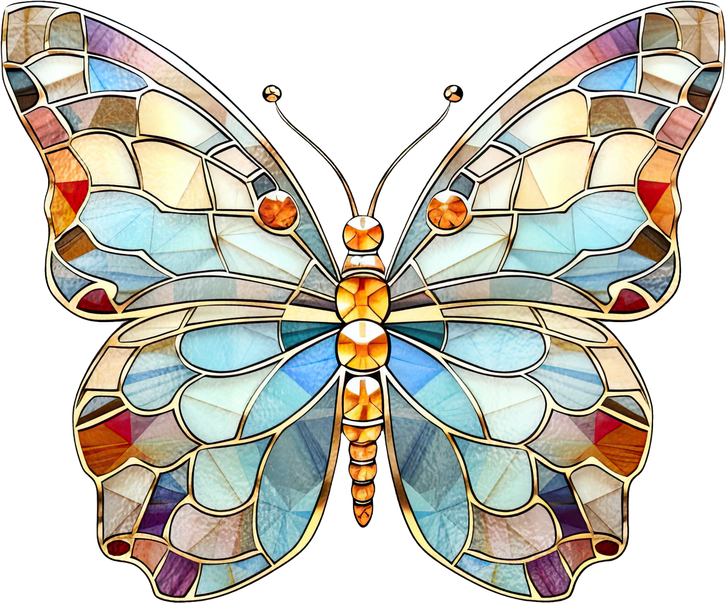 STAINED GLASS BUTTERFLY - White Cast Decals