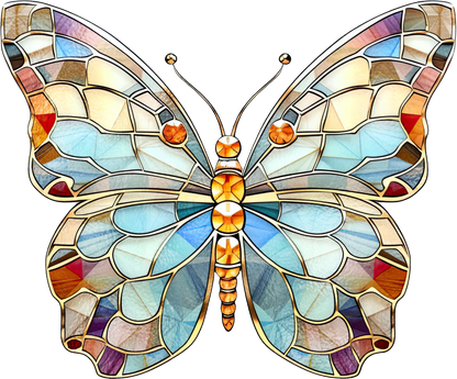 STAINED GLASS BUTTERFLY - White Cast Decals