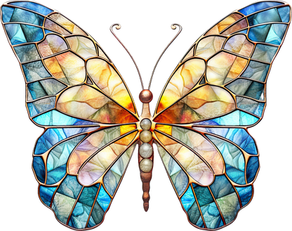 STAINED GLASS BUTTERFLY - White Cast Decals