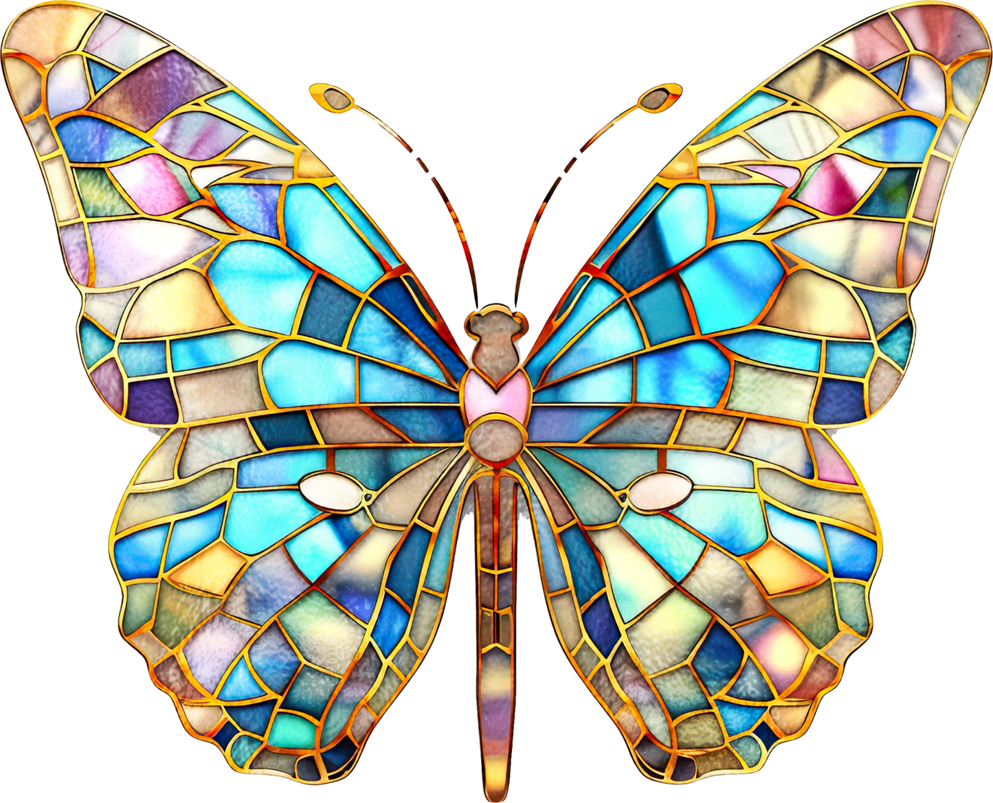 STAINED GLASS BUTTERFLY - White Cast Decals