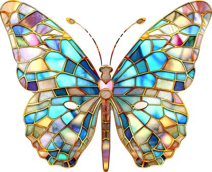 STAINED GLASS BUTTERFLY - White Cast Decals