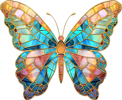 STAINED GLASS BUTTERFLY - White Cast Decals