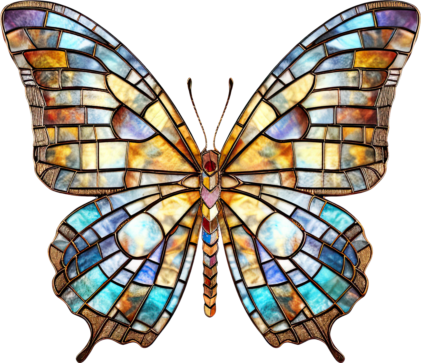 STAINED GLASS BUTTERFLY - White Cast Decals